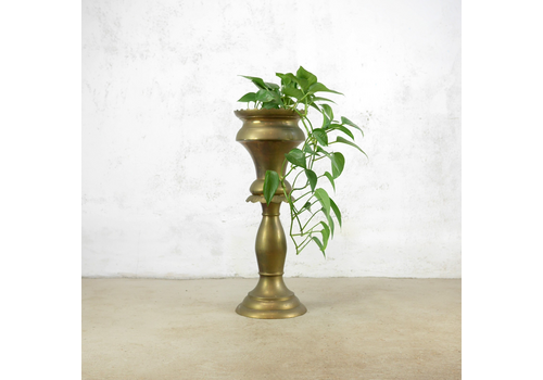 Tall Vintage Brass Jardiniere Planter Floor Standing Antique Egg & Dart #102880