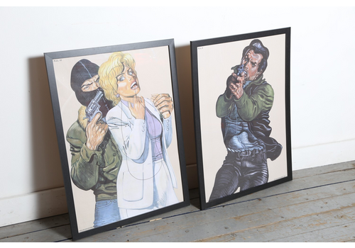 Framed Police Shooting Target Posters (Set Of 2) Artwork By Cartoonist Malik