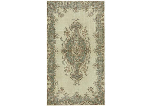 Handmade Beige Turkish Vintage Area Rug 115 Cm X 207 Cm