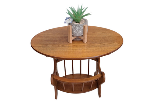 Vintage Mid Century Teak Table Magazine Rack Side Table Plant Hallway Table 1970