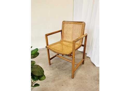 Vintage Wooden Armchair With Cane By Branko Ursic For Stol Kamnik / 1970s Yugoslavia / Mid Century Lounge Reading Chair Centerpiece