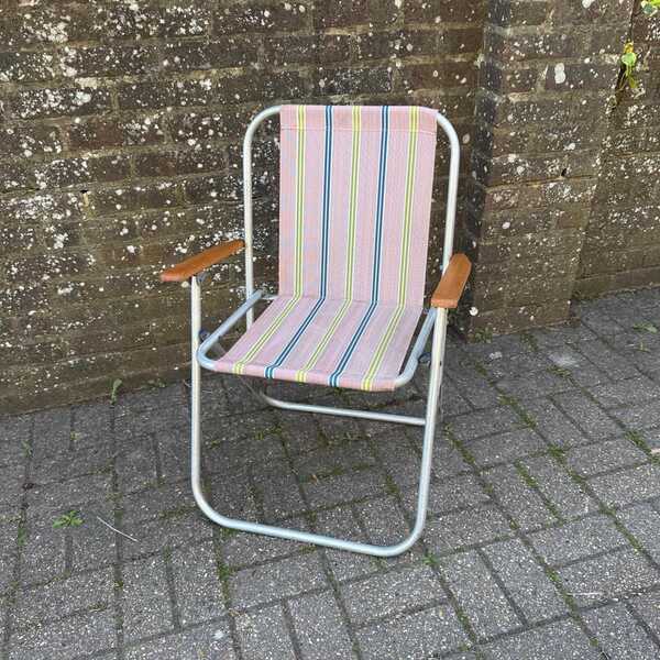 Vintage 1970s Multi Coloured Striped Folding Camping, Glamping, Beach ...
