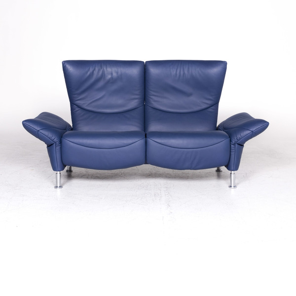 De Sede Ds 145 Designer Leather Sofa Blue Two Seater Function Couch 8806