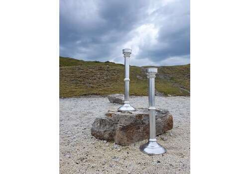 A Large Pair Of Contemporary Cast Aluminium Altar Candlesticks