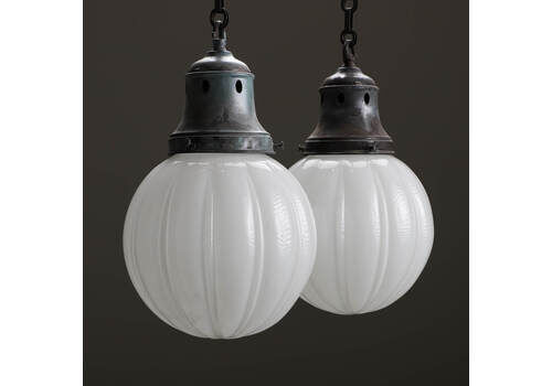 Ribbed Opaline Globe Pendant Light