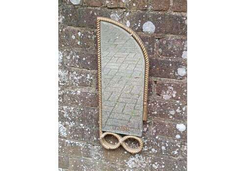 Quirky Vintage Wall Mirror With Intricate Braided Edging, Angle Wing Style, Retro Vintage Wall Mirror