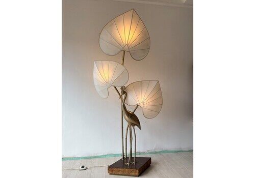 Vintage Brass Flamingo Or Egret Floor Lamp By Antonio Pavia