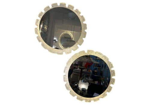Pair Of 1970s German Hillebrand Leuchten Illuminated Backlit Acrylic Stepped Wall Mirrors