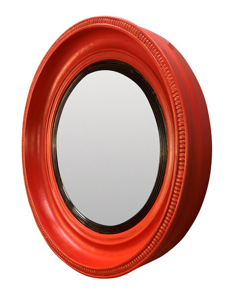 A Red Lacquered Thomas Fentham Convex Mirror photo furniture