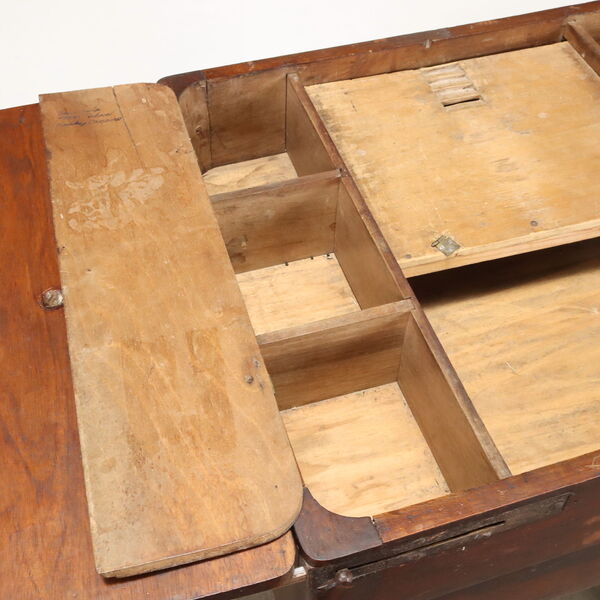 Antique Working Table Walnut Poplar Openable Top XIX Century photo Furniture