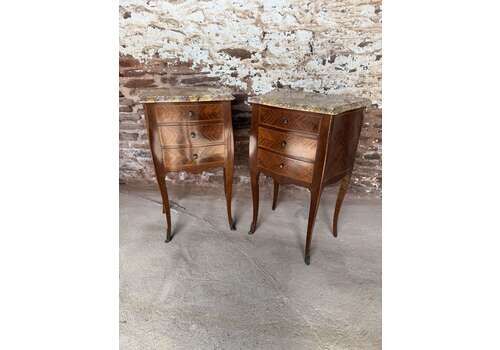 Pair Of Marble Topped Bedside Cabinets