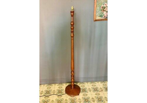 Tall Antique Wooden Standard / Floor Lamp