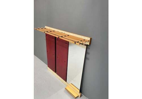 Vintage Wall Mounted Hallway Panel With Hooks, Mirror & Shelf, Czechoslovakia, 1960s