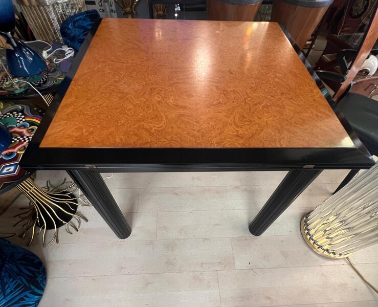 Walnut And Black Laquered Extendable Dining Table With Folding Opening 1980 photo furniture