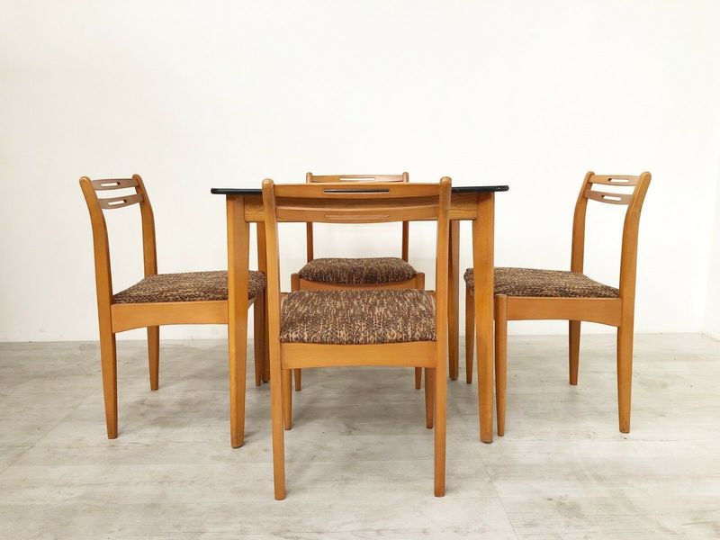 Vintage Retro Mid Century 1950s Beech And Formica Dining Table And