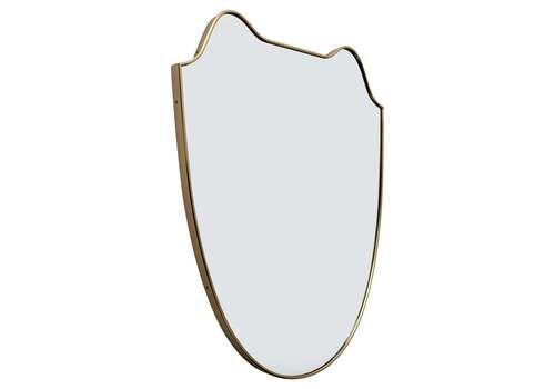 Attributed Gio Ponti Mid Century Modern Italian Brass Wall Mirror, 1950s