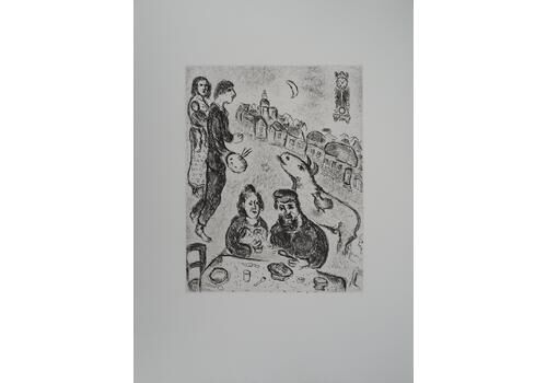 Marc Chagallles Songes : The Meal   Original Etching (Cramer #112)1981