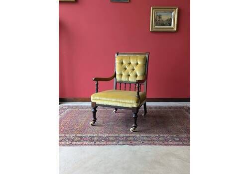 Antique Victorian Upholstered Mahogany Armchair