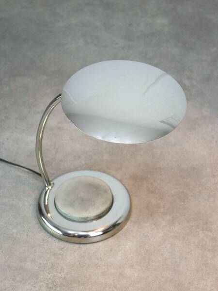Mid Century Italian Big Button Table Lamp In Chrome photo furniture