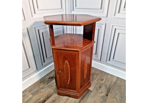 Retro Vintage Hexagonal Oak Cabinet Side Table Cupboard Bedside Storage Cabinet