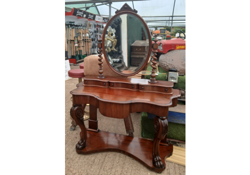Antique Victorian Mahogany Duchess Dressing Table With Bevelled Edge Mirror