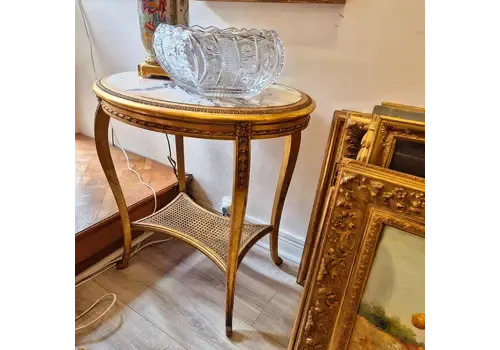 Oval Table In Gilded And Carved Wood, 19th Century