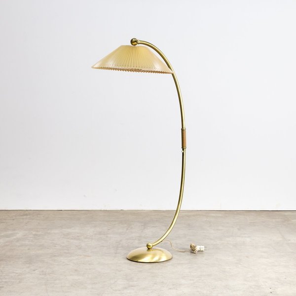 Brass Arc Floor Lamp With Adjustable Celluloid Shade 1960s