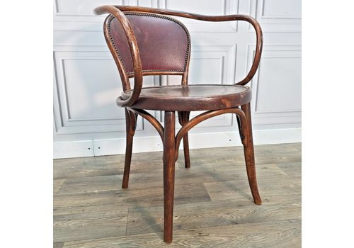 Antique J&J Kohn Vienna Bentwood Armchair Chair Fischel Thonet Bistro Seat Wood
