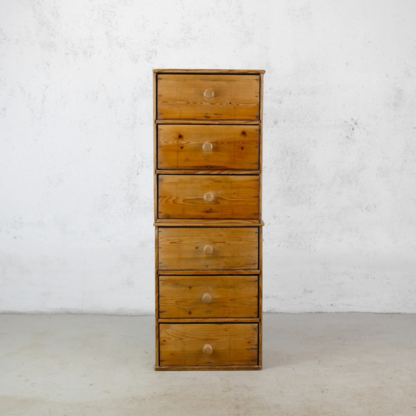 Pair Antique Pine Scratch Built Table Top Apothecary 6 Drawers Rustic #102911 photo Furniture