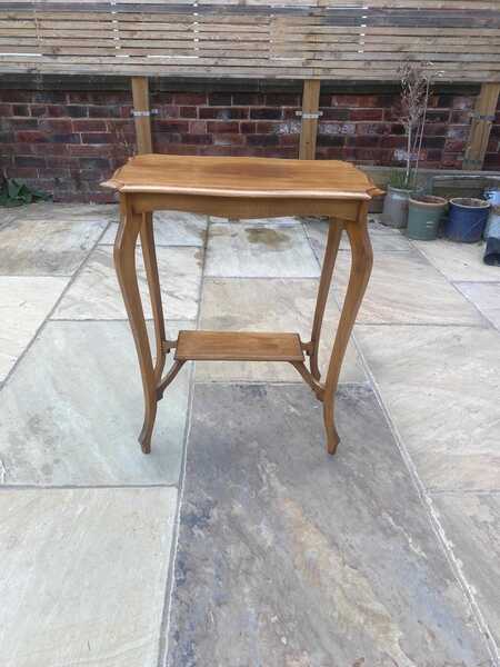 Antique Edwardian Two Tier Oak Side Table Lamp Table Vintage Console Table photo furniture