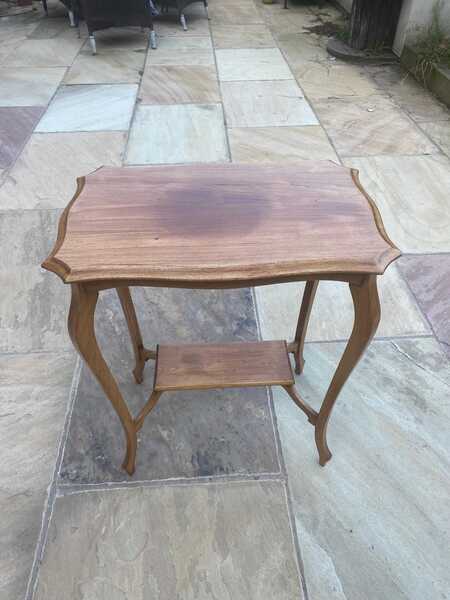 Antique Edwardian Two Tier Oak Side Table Lamp Table Vintage Console Table photo for sale