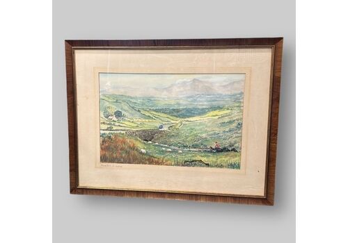 A Pastoral Watercolour Of The Maamturk Mountains, Co. Galway