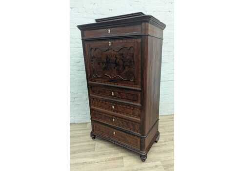 19th Century Mahogany Linen Press Cabinet