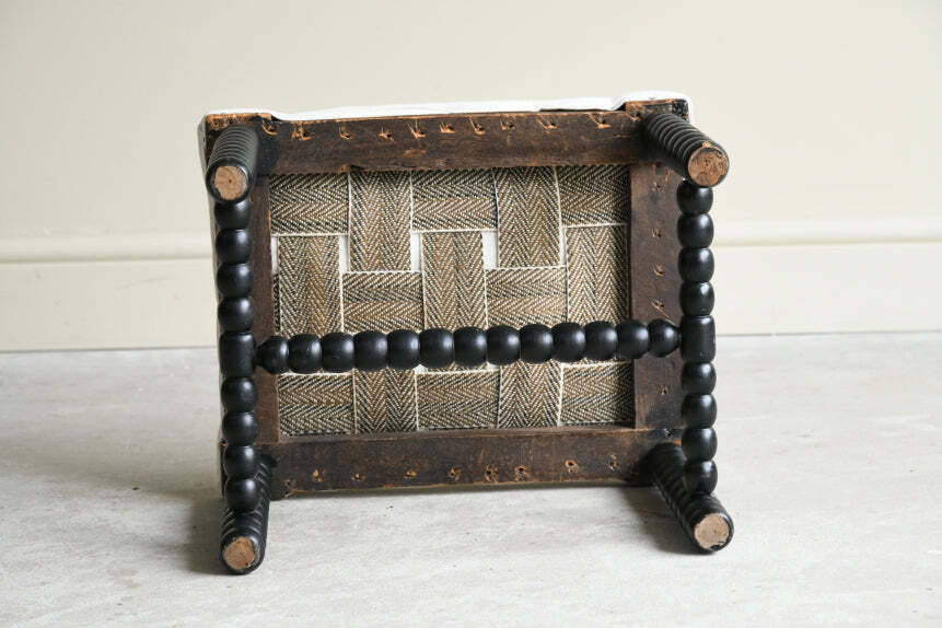 Ebonised Bobbin Turned Footstool photo for sale