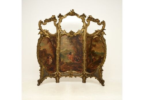 Antique French Painted Gilt Wood Screen