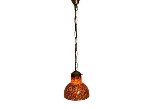 Art Deco   Hanging Pedant Light   Ceiling Fixture   Oval Shaped   Suspended By Chain, Matching Ceiling Canopy   Brown And Orange