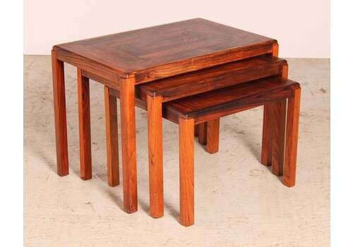 A Midcentury Danish Rosewood Nest Of Three Tables By Vejle Stole, C. 1970s