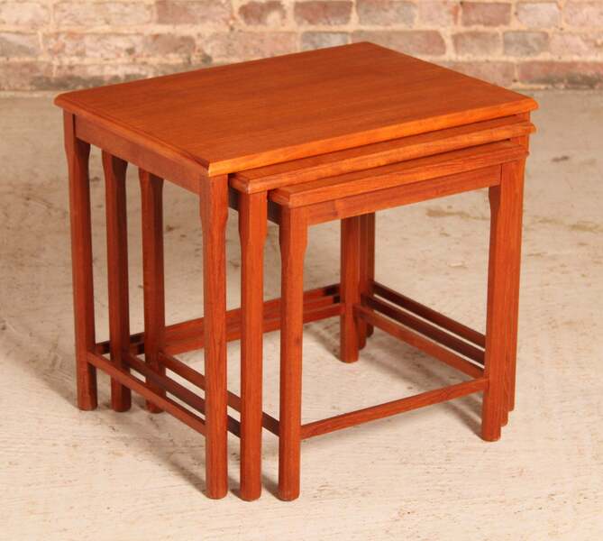 Danish Mid Century Teak Nest Of Three Tables By Toften Mobelfabrik, Circa 1960s photo furniture