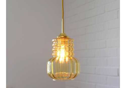 Vintage Pendant Light / Redesign Ceiling Light / Hanging Lamp / Amber Glass / Light Fixture / Hand Blown Glass