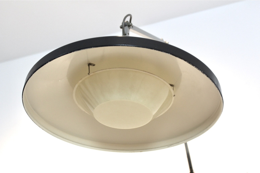 Gispen Panama Wall Lamp No. 4050 By Wim Rietveld & André Cordemeyer – Black With Original Diffuser photo 2170.0