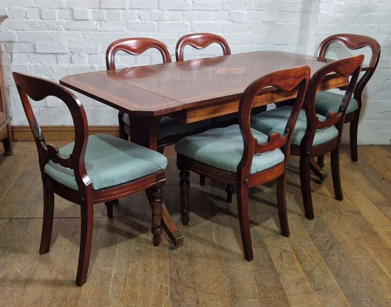 Antique Danish Inlaid Mahogany Folding Sofa Table Library Table Dining Table photo furniture