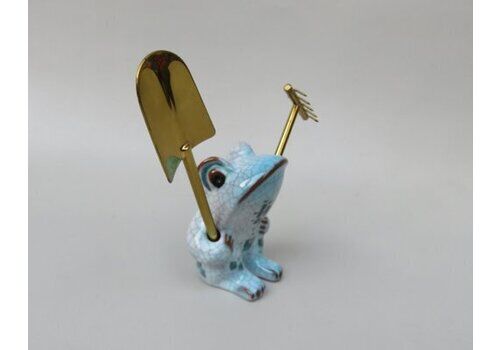 Cactus Cutlery Frog With Shovel And Rake By Walter Bosse For Karlsruhe Majolika, 1950s, Set Of 3