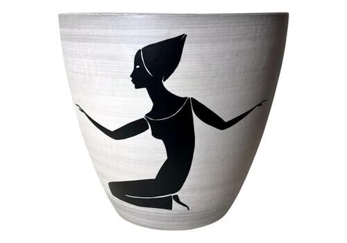 Sèvres Paul Milet  Modernist French Cachepot In Hand Painted Stoneware