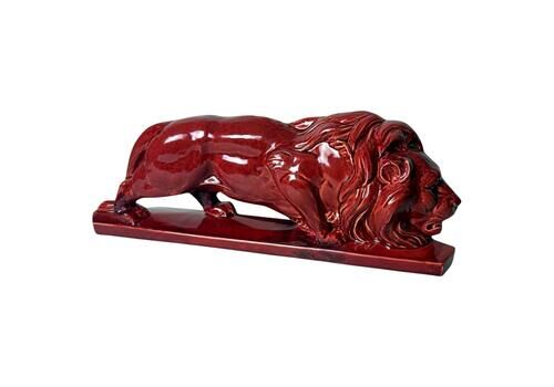 Art Deco Saint Clément French Red Glazed Ceramic Lion
