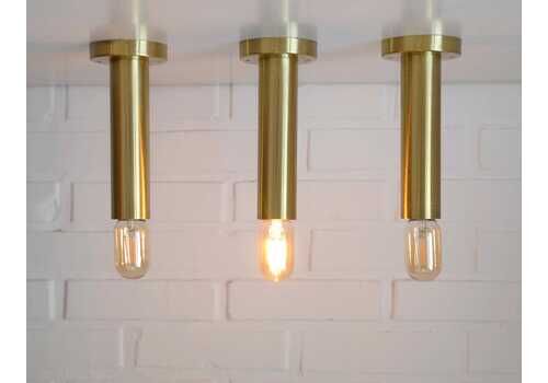 Set Of 3 Vintage Brass Sconces / Minimalist Style Ceiling Lights / Mid Century Modern Flush Mount Lighting 1980