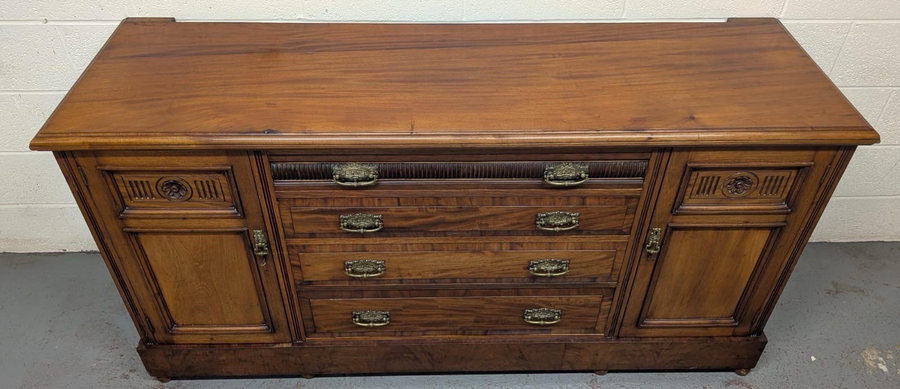 Victorian Solid Walnut 4 Drawer 2 Door Sideboard photo furniture