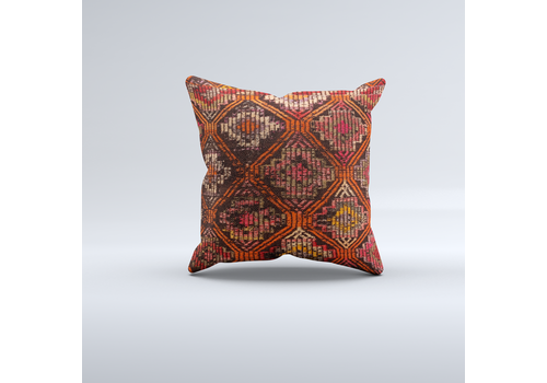 Vintage Turkish Kilim Cushion Cover 60x60 Cm Square Wool Large Pillowcase