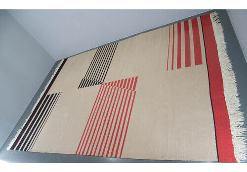 Rare Functionalist / Bauhaus Geometric Carpet, Czechoslovakia, 1940s