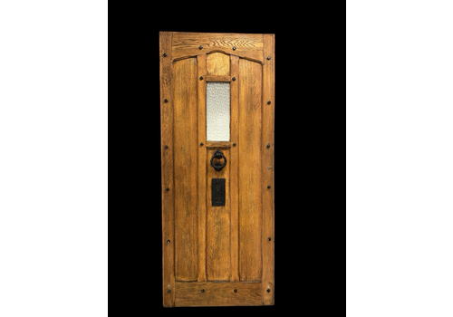 Large Solid Oak Front Door Old Antique Period Reclaimed Glass Cast Iron Refurb