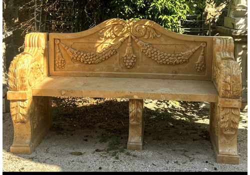 Extraordinary Italian Vienna Marble Finely Carved Bench  Delivery Available.
